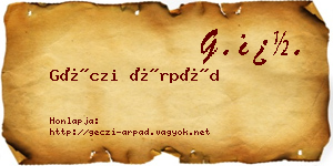 Géczi Árpád névjegykártya